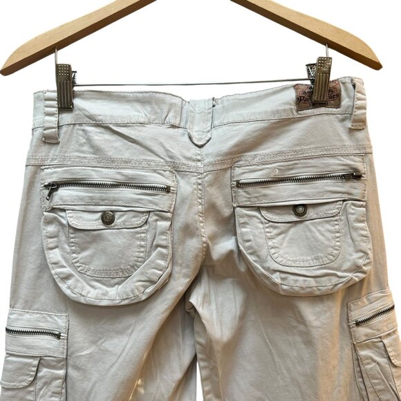 Vintage Paris Blues Cargo Pants Beige Wide Leg Drawstring Hem Lagenlook Size 5 - Picture 5 of 8